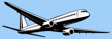 Uçuşta cesur, grafik tasarım elementleri kullanan uçaklar, modern ve sanatsal bir şekilde seyahat ve macerayı sembolize eder. Vektör illüstrasyonu.