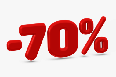 İndirim ve tasarruf odaklı pazarlama promosyonları veya reklam kampanyaları için mükemmel olan 3D koyu kırmızı indirimli tabela satışı.