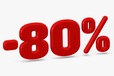 İndirim ve tasarruf odaklı pazarlama promosyonları veya reklam kampanyaları için mükemmel olan 3D koyu kırmızı indirimli tabela satışı.