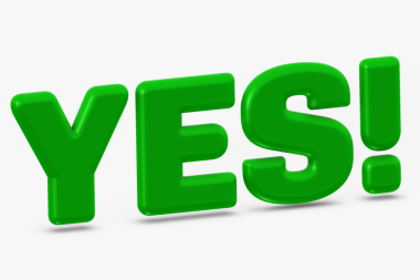 Canlı yeşil 3D metin EVET 'i cesurca iletiyor! İzleyiciler için davetkar ve coşkulu bir görsel izlenim yaratırken,.