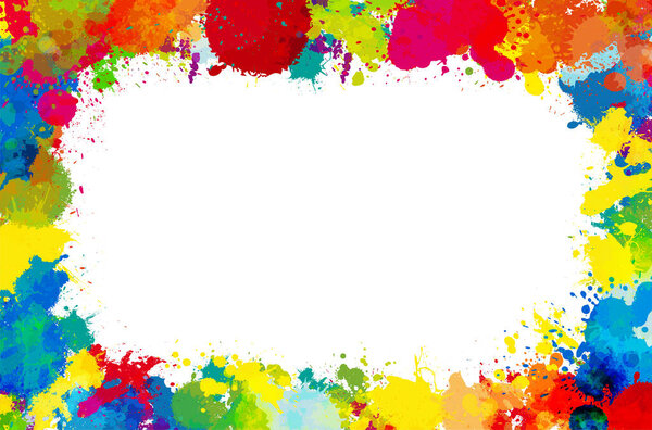 Красочные брызги рамку на белом фоне, место для текста - векторная иллюстрация