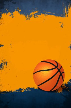 Grungy Scrchy basketbol arka planında top ve metin için bolca alan - vektör illüstrasyonu