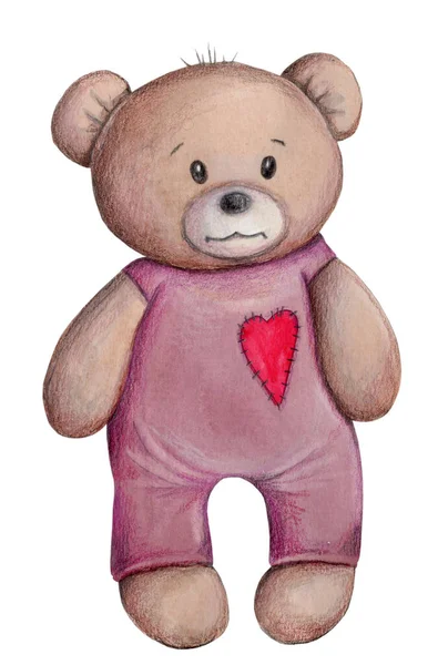 一只可爱的熊手里拿着一个毛绒玩具 — 图库照片