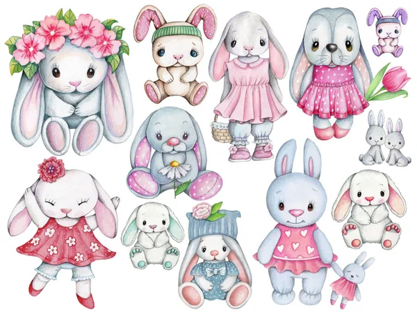 귀엽고 귀여운 광견병에 토끼들의 장난감 다림질 토끼들 동물들의 이야기입니다 고립되어 — 스톡 사진