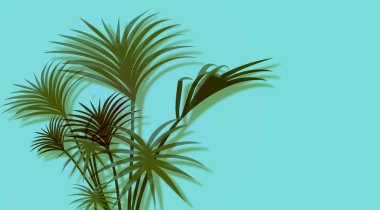 Mavi arkaplanda yeşil yapraklar 