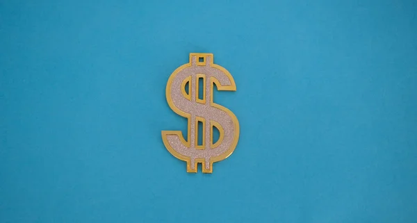 Σύμβολο Δολαρίου Στο Μπλε Φόντο — Φωτογραφία Αρχείου