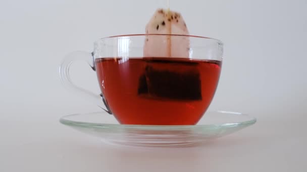 Glas Mit Heißem Tee — Stockvideo