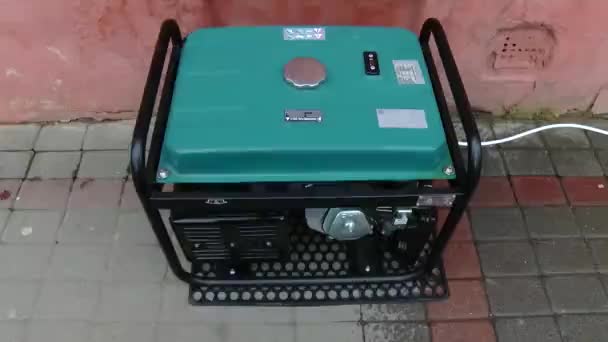 Generador Eléctrico Diesel Encendido Aire Libre Generador Diesel Electricidad Cuando — Vídeos de Stock