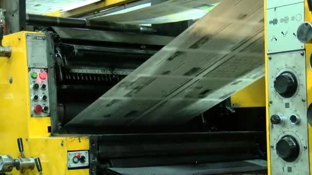 Papierproductie Machine Drukkerij Voor Oprichting Van Kranten Tijdschriften Machine Maakt — Stockvideo