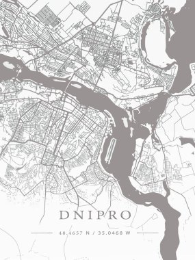 Ukrayna haritası, Dnipro, şehir çizgisi, sınırlar, önemli şehirler, nehirler ve göller. Düzen ve ölçekleme. Enlem ve boylam. Şehir planı. Yüksek kalite fotoğraf