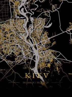 Ukrayna, Kyiv haritası, şehir çizgileri, sınırlar, önemli şehirler, nehirler ve göller. Düzen ve ölçekleme. Enlem ve boylam. Şehir planı. Yüksek kalite fotoğraf