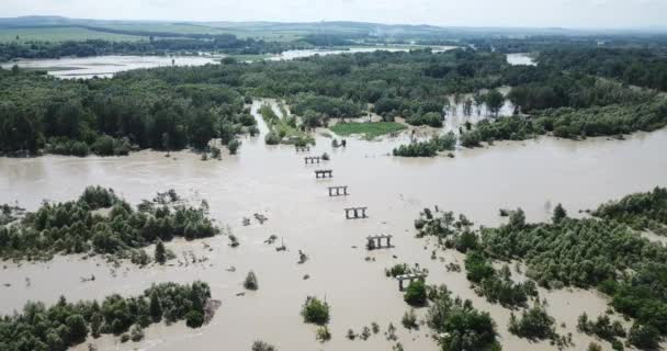 Důsledek Dlouhého Dlouhého Silného Deště Bouře Lijáku Globální Oteplování Voda — Stock video