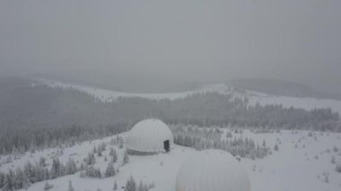 carpathians mountains turismo winter snow pamir. High quality 4k footage. drone view of black and white carpathians with snowy weather