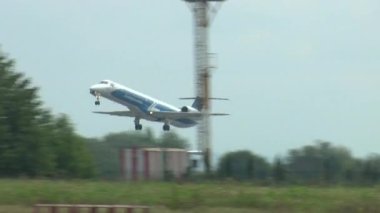 the airport in Chernivtsi in Ukraine in September 2021 takes passengers on a journey. High quality HD footage
