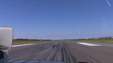 Airplane at the airport preparing to take off on the runway. High quality HD footage