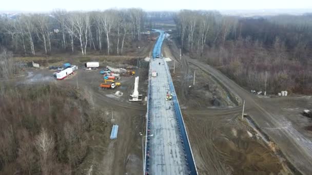 Aerial View Road Bridge Construction Road Bridge Construction View Sky — Stock video
