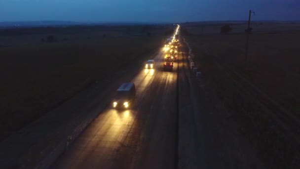 Night Shift Work Hours Night Traffic Asphalt Paver Roller Truck — Stok video