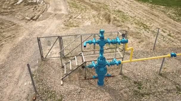 Gas Tap Pipeline System Natural Gas Station Gas Transportation Blue — Stok video