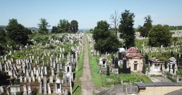 Drone Footage Jewish Cemetery Ukraine Graves High Quality Footage — Stok video