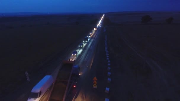 Night Shift Work Hours Night Traffic Asphalt Paver Roller Truck — Wideo stockowe