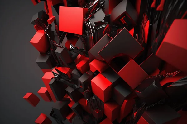 black red creative background background with abstract box rectangle geometric shapes modern element for banner, presentation design and flyer. High quality 3d illustration