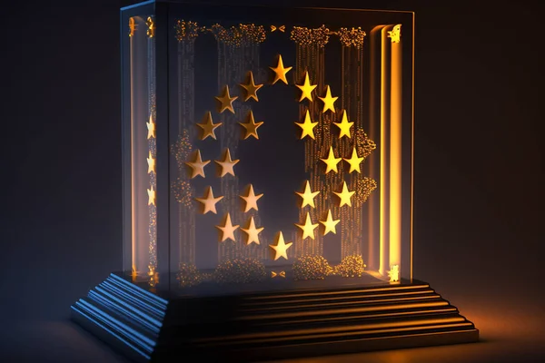 The creative European Union symbol sign flag , EU in 3D Illustration