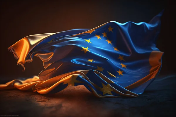 The creative European Union symbol sign flag , EU in 3D Illustration