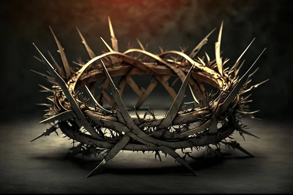 Jesus Christ with Crown of Thorns. Easter, Crucification or Resurrection concept. He is Risen. Religious. easter and good friday. Savior of mankind. High quality 3d illustration