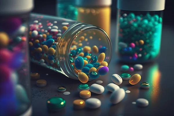 Tablets. Pharmacology. Medicine pharmacy health vitamin antibiotic pharmaceutica, treatment concept illustration or background. . High quality 3d illustration