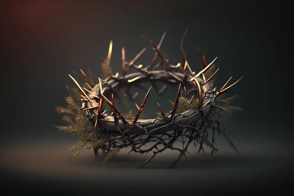 Jesus Christ with Crown of Thorns. Easter, Crucification or Resurrection concept. He is Risen. Religious. easter and good friday. Savior of mankind. High quality 3d illustration
