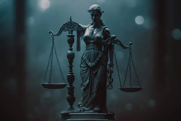 Scales of Justice symbolizing the measure of a case\'s support and opposition in a court of law. The goddess of justice Themis.