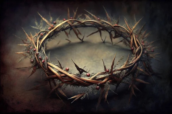 Jesus Christ with Crown of Thorns. Easter, Crucification or Resurrection concept. He is Risen. Religious. easter and good friday. Savior of mankind. High quality 3d illustration