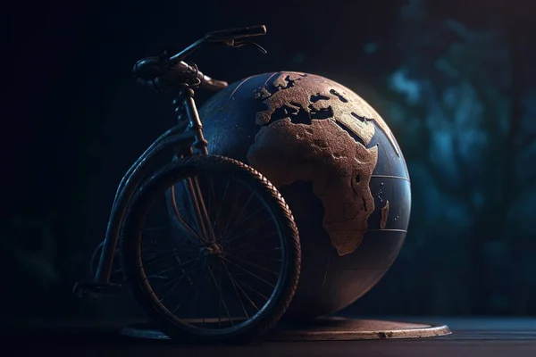 World bicycle day. Celebration happy globe riding world. June 3. Go Green Save Environment. fresh air, energy of nature, relaxation, freedom. Active healthy lifestyle.