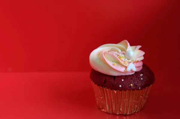 Bosbessen Cupcake Zoet Gebakken Topping Met Room Heerlijk Mooie Snack Stockfoto