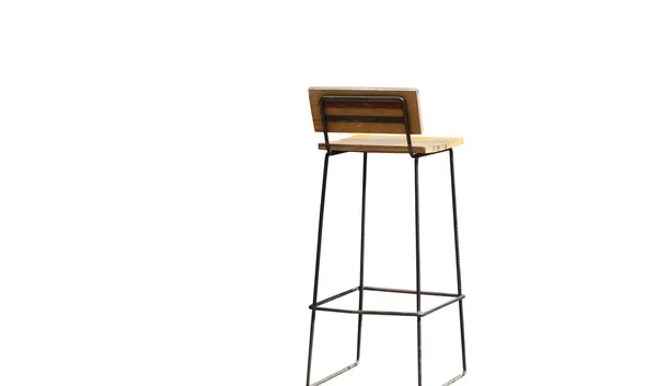 Dřevěná Stolička Jednoduchá Navržená Stará Barová Stolička Izolovaném Pozadí — Stock fotografie