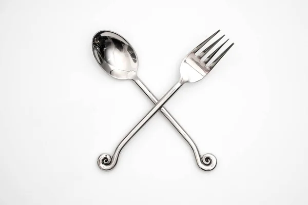 Silverware Fork Spoon Knife Isolated White Background — ストック写真