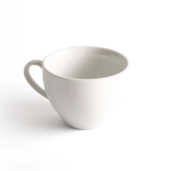 Vit Keramik Kaffemugg Vit Bakgrund — Stockfoto
