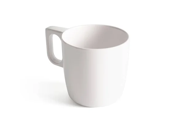 Λευκή Κεραμική Κούπα Καφέ Λευκό Φόντο — Φωτογραφία Αρχείου