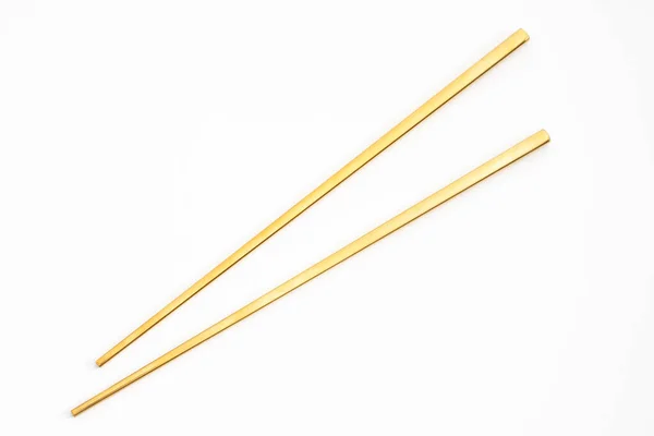 Gold Chopsticks Isolated White Background — Stok fotoğraf