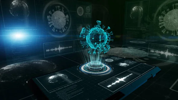 Futuristischer Hud Head Bildschirm Hologramm Holographisches Virusscannen Gesundheits Und Medizinisches — Stockfoto