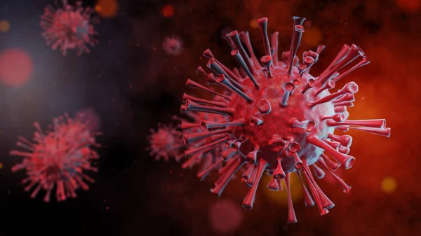 3Dレンダリング 赤細胞の現実的重度の急性呼吸器症候群コロナウイルス2 Sars Cov 以前はCovid 2019 2019 Ncvとして知られています ストック写真