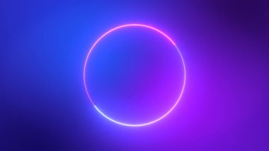 Minimalist colorful blue pink and purple neon circles abstract background