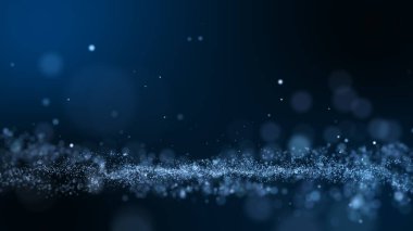 Koyu mavi ve parlaklık parçacık arka plan.