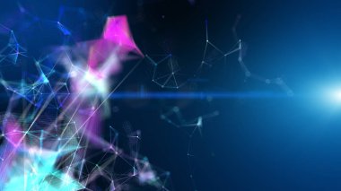 White pink purple digital plexus background. From a tangle of lines, points, and triangles. Concept of engineering, digital and scientific ways to visualize big data.3d rendering