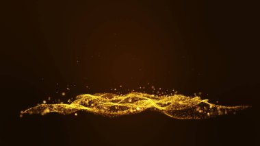 Sparkling gold particles particles on dark abstract luxury background. 3D renderin