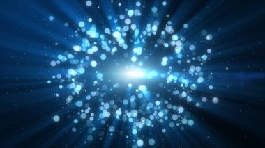 Dark blue and glow particle abstract background light ray beam effect