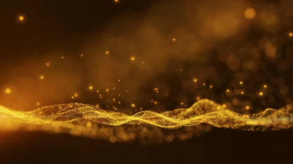 Dust gold particle wavy moving, Gold light ray beam background