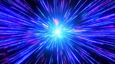 Glow blue pink neon light trail explosion, Light flare beam effect.