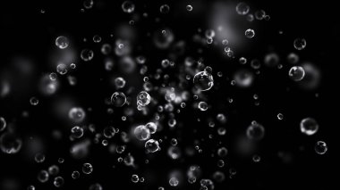 Water drops flying in super slow motion, 3D Rendering.