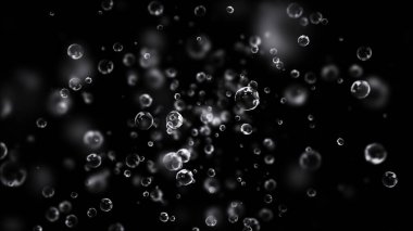 Water drops flying in super slow motion, 3D Rendering. clipart